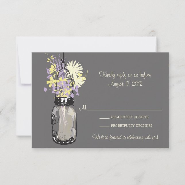 Masonburk & Vilda Blommor RSVP-kort OSA Kort (Framsida)