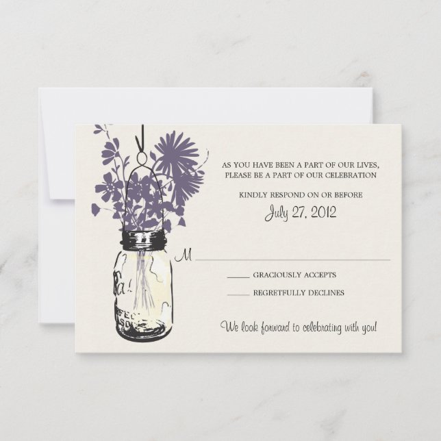 Masonburk & Vilda blommor RSVP-kort OSA Kort (Framsida)