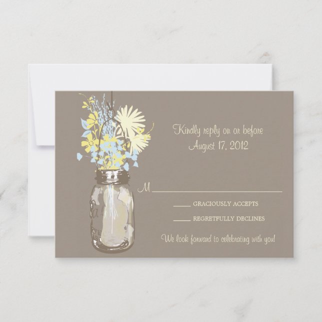 Masonburk & Vilda blommor RSVP-kort OSA Kort (Framsida)