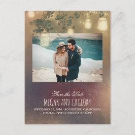 Masonburkar Ljus Träd Rustika Foto Spara Datum Meddelande Vykort