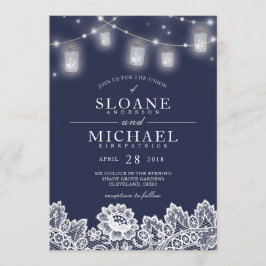 Masonburken stränger marinblått bröllop för inbjudningar