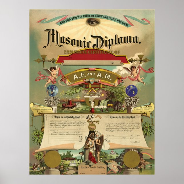 Masonic AF & AM Diploma Poster (Framsidan)
