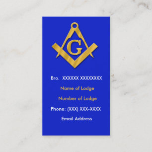 Masonic affärsblått och guld visitkort