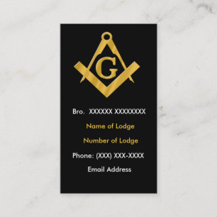 Masonic affärssvart och guld visitkort