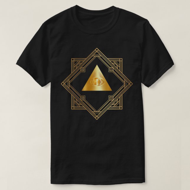 Masonic All Seeing Öga Gift Freemason Golden Pyram T Shirt (Design framsida)