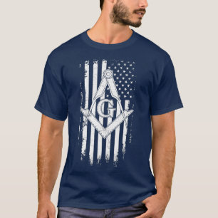 Masonic American Flagga Square och Compass T Shirt