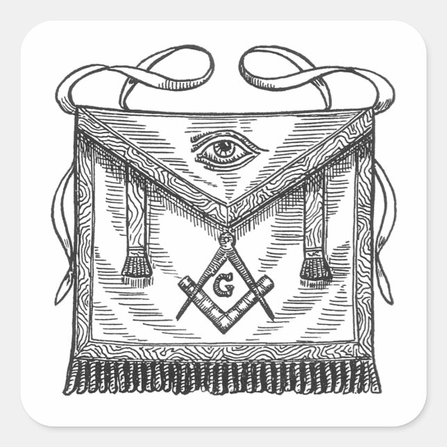Masonic Apron Fyrkantigt Klistermärke (Framsida)