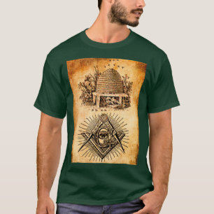 Masonic beehive symbol Freemason lodge square T Shirt