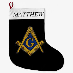 Masonic Black Freemasons Square och Compass Stor Julstrumpa