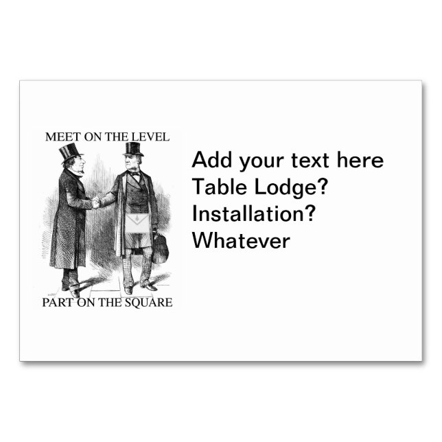 Masonic Bord Card Bordsnummer (Framsidan)