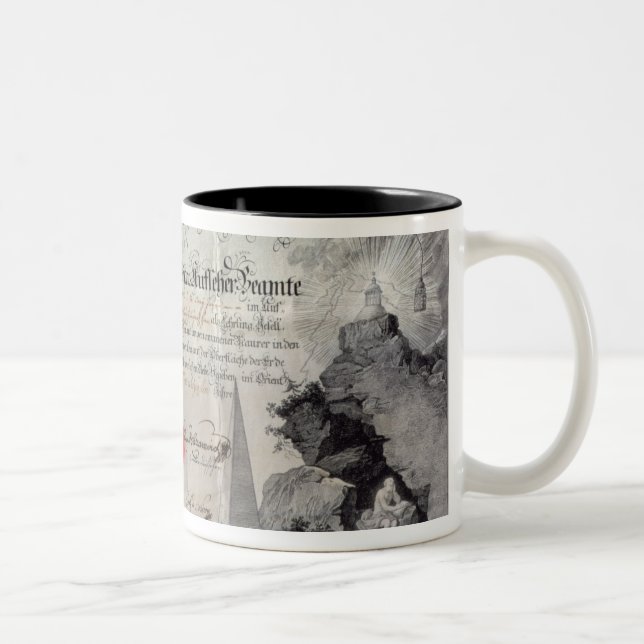 Masonic certifikat, 1785 Två-Tonad mugg (Höger)