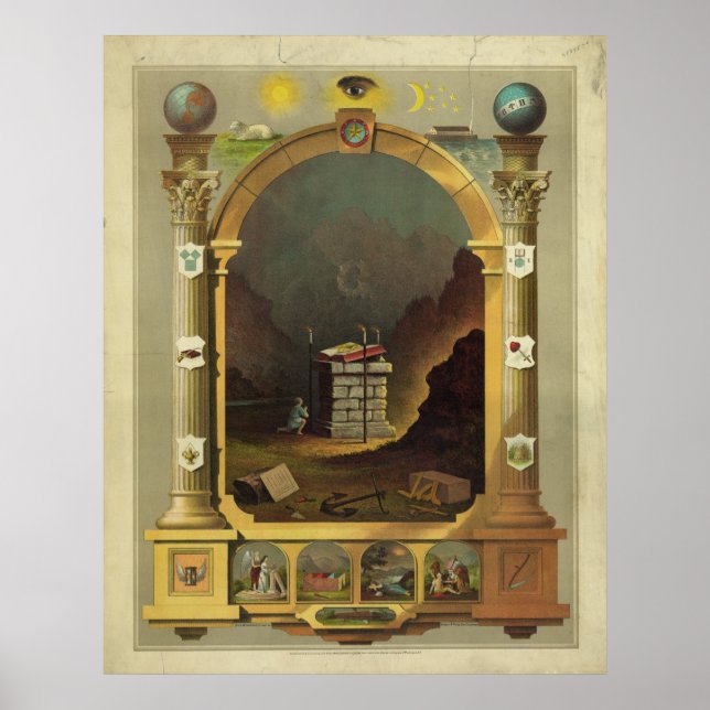 Masonic Chart Freemason Freemasonry Poster (Framsidan)