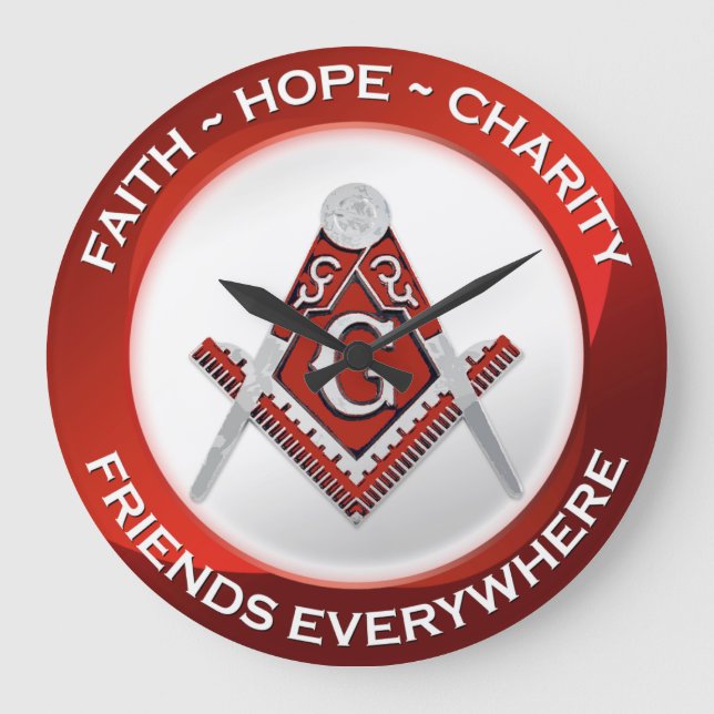 Masonic Clock Red Stor Klocka (Framsida)