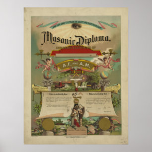 Masonic Diploma Freemason Freemasonry 1891 Poster