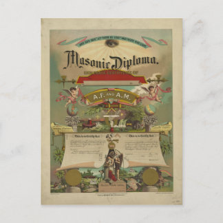 Masonic Diploma Freemason Freemasonry 1891 Vykort