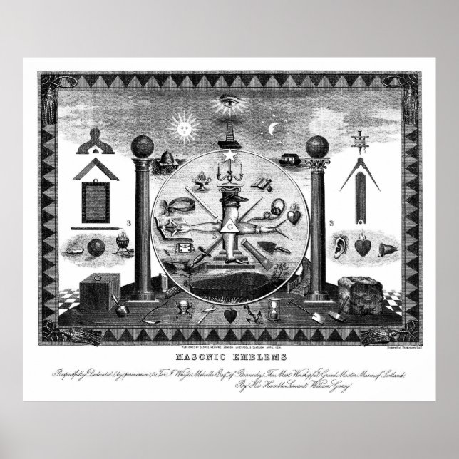 Masonic Emblems Chart från 1874 Poster (Framsidan)