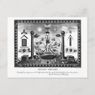 Masonic Emblems Chart från 1874 Vykort