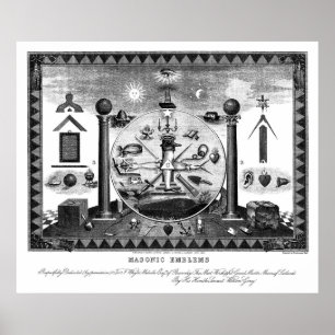 Masonic Emblems kartlägger från 1874 Poster