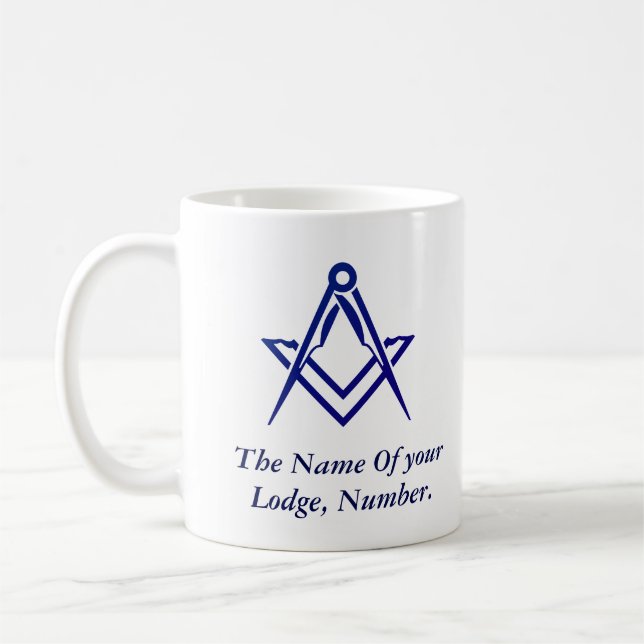 Masonic Freemason Compass Blue Kaffemugg (Vänster)