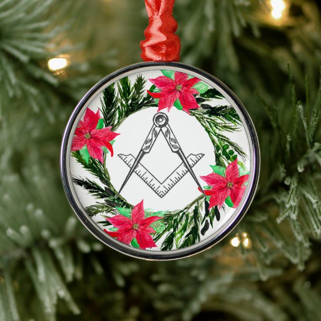 Masonic Freemason Masonry Wandedeand Poinsettia Julgransprydnad Metall (Träd)