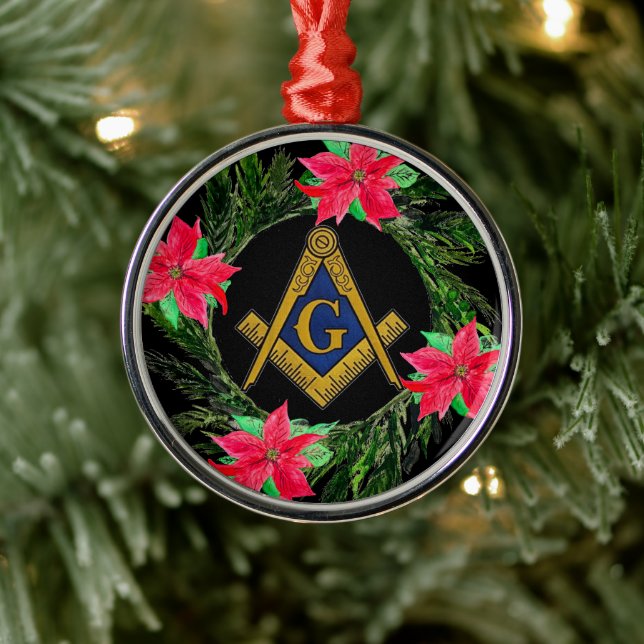 Masonic Freemason Masonry Wandedeand Poinsettia Julgransprydnad Metall (Träd)