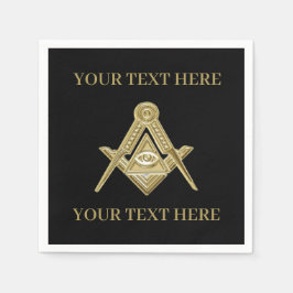 Masonic Freemason Square och Compass Black Guld Pappersservett