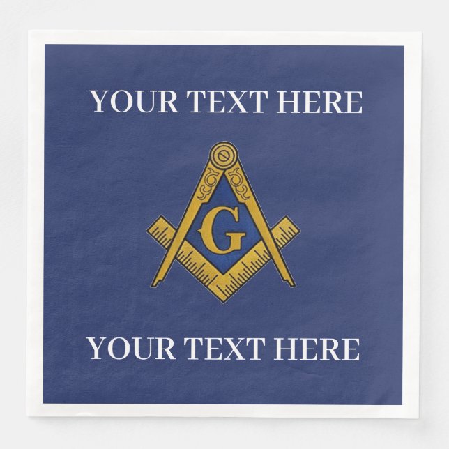 Masonic Freemason Square och Compass Blue Pappersservett (Framsida)