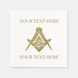Masonic Freemason Square och Compass Guld Pappersservett