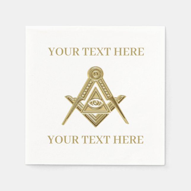 Masonic Freemason Square och Compass Guld Pappersservett (Framsidan)