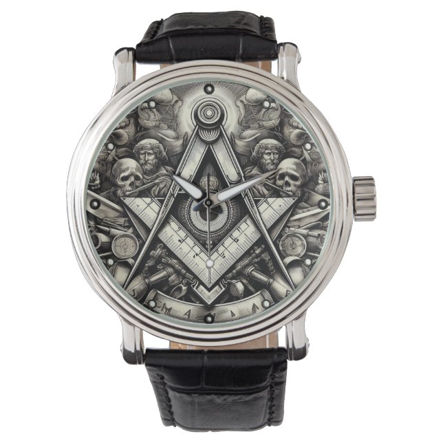 Masonic Freemason Square och Compass Watch Armbandsur (Framsida)