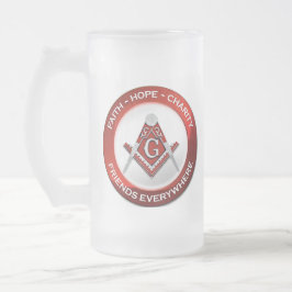 Masonic Frosted Mug Red Frostat Ölglas