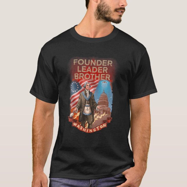 MASONIC GEORGE WASHINGTON FOUNDER LEADER BROTHER T T SHIRT (Framsida)