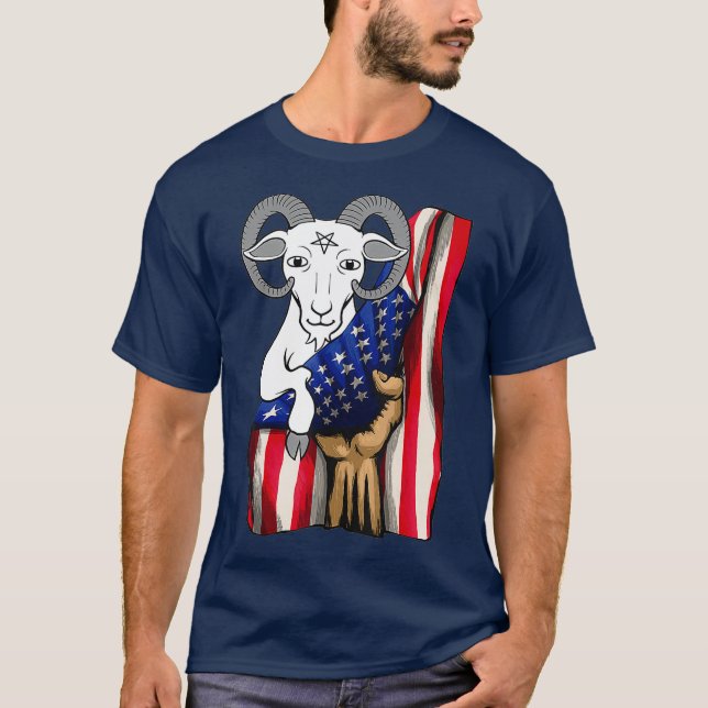 Masonic Goat Freemason Demonic Goat Flagga Manar T Shirt (Framsida)