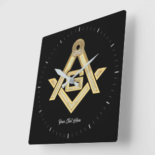 Masonic Golden Rush Fyrkantig Klocka