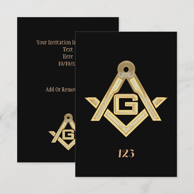 Masonic Golden Rush Inbjudningar (Fram/baksida)