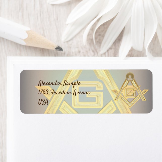 Masonic Golden Rush Returadress Etikett (Insitu)