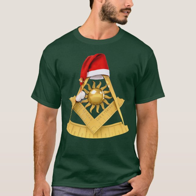 Masonic jul Gift Santas Hat Freemason Past T Shirt (Framsida)