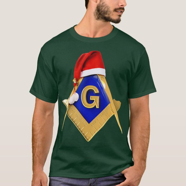 Masonic Julafton jul Gift Santas Hat Freemason T Shirt (Framsida)