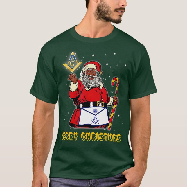 Masonic Jultomten Mason God jul och T Shirt (Framsida)