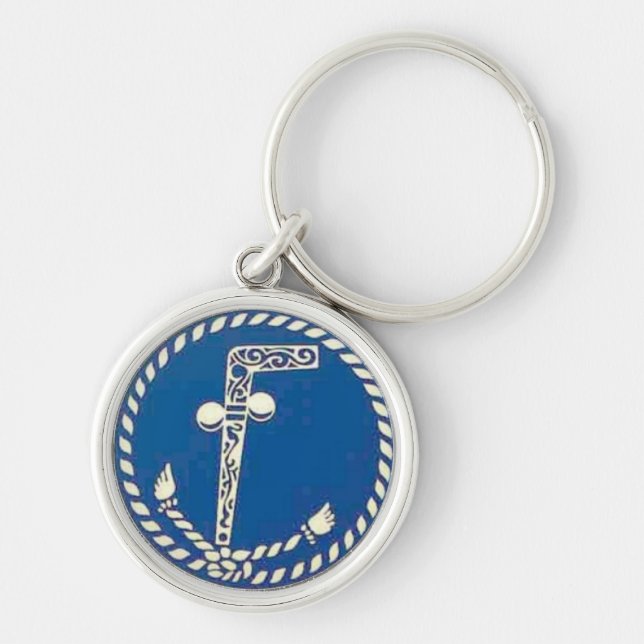 Masonic Keychain Rund Silverfärgad Nyckelring (Framsidan)