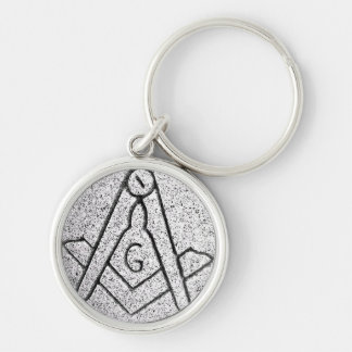 Masonic Keychain Rund Silverfärgad Nyckelring