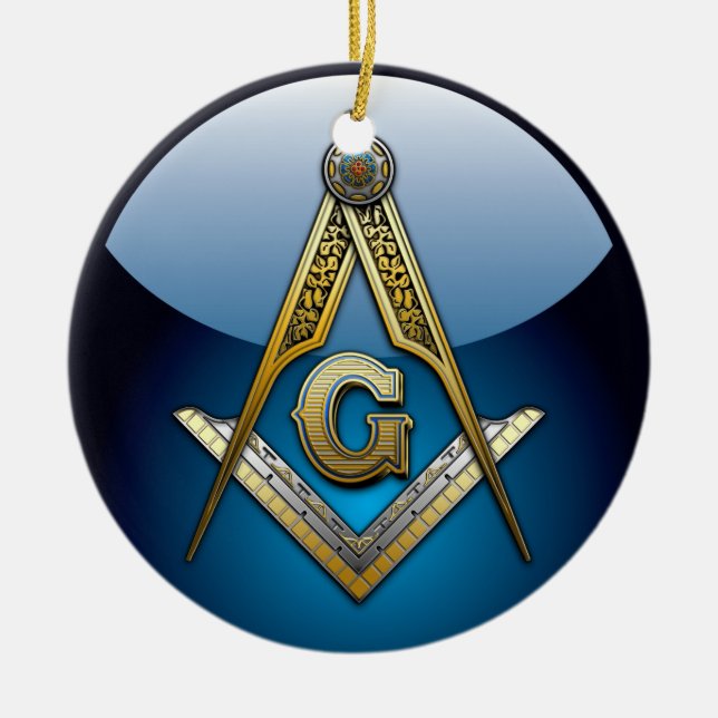 Masonic kvadrera och passare julgransprydnad keramik (Framsidan)