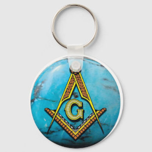 Masonic kvadrera & omringa turkos nyckelring