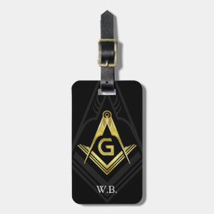 Masonic Luggage Taggs Black Guld Freemason Bagagebricka