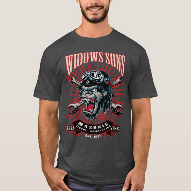 Masonic Monster Widows Sons WSMRA T Shirt (Framsida)