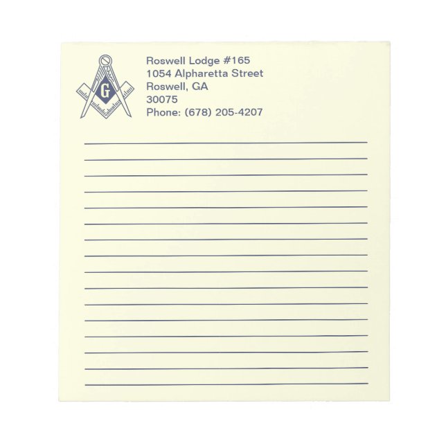 Masonic Note Pad Anteckningsblock (Framsida)