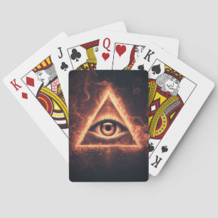 masonic öga pyramid illuminati in fire symbol casinokort