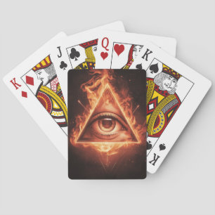 masonic öga pyramid illuminati in fire symbol casinokort