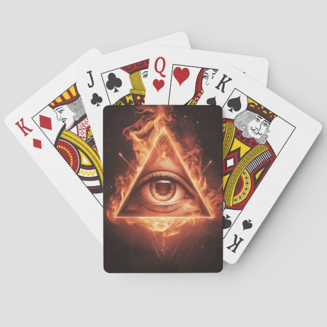 masonic öga pyramid illuminati in fire symbol casinokort (Baksidan)