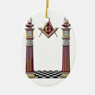 Masonic pelare julgransprydnad keramik